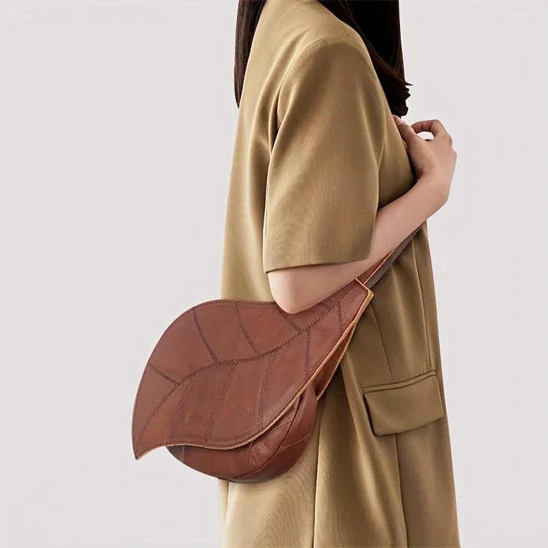 Leaf Shaped Sling Backpack Leather Fanny Packs Vintage Chest Bags
