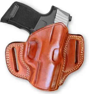 Leather Pancake OWB Belt Holster Open Top Fits Sigg P365 9mm Micro Compact 3.1” Barrel, Right Hand Draw, Brown Color #1329#