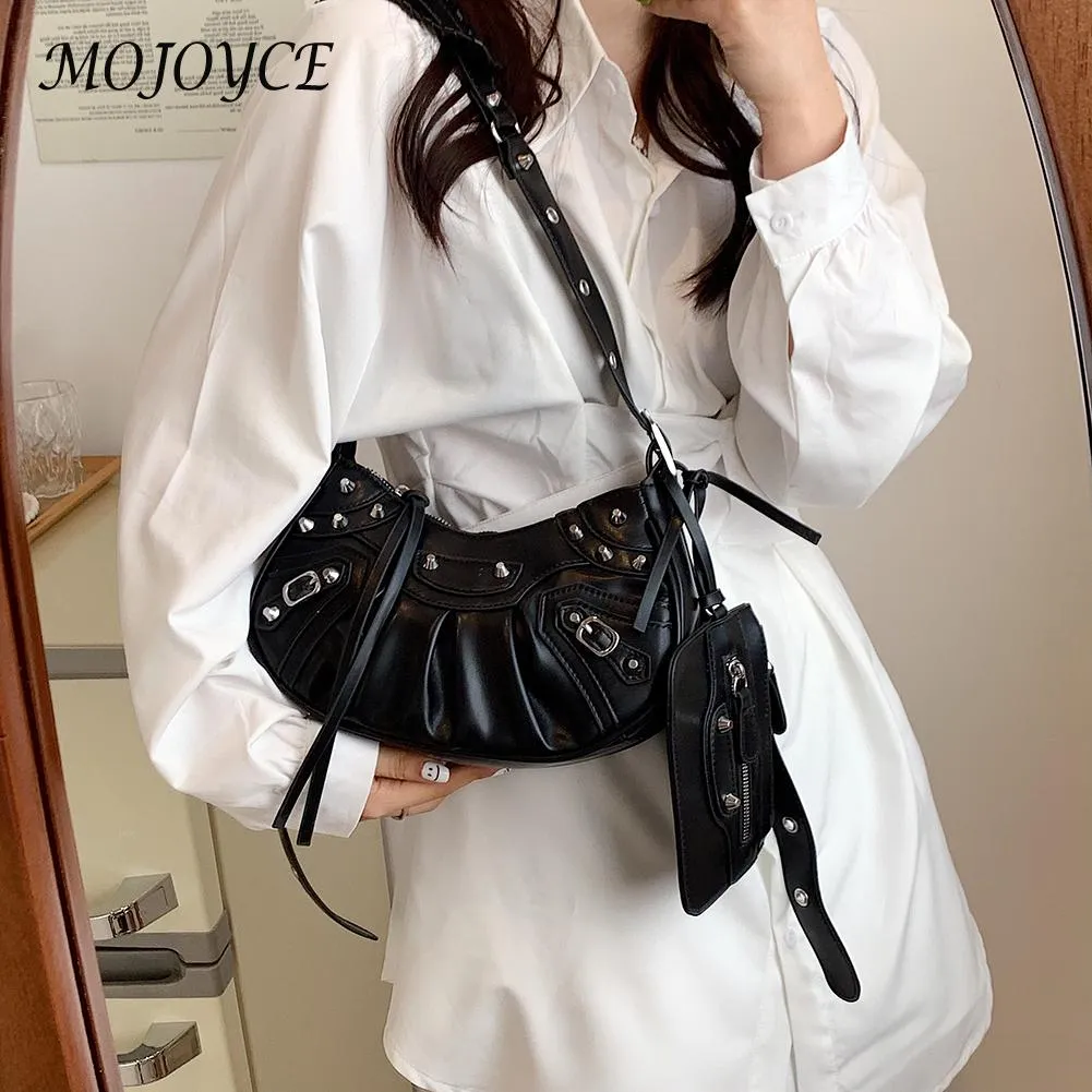 Leather Rivet Studded Shoulder Bag