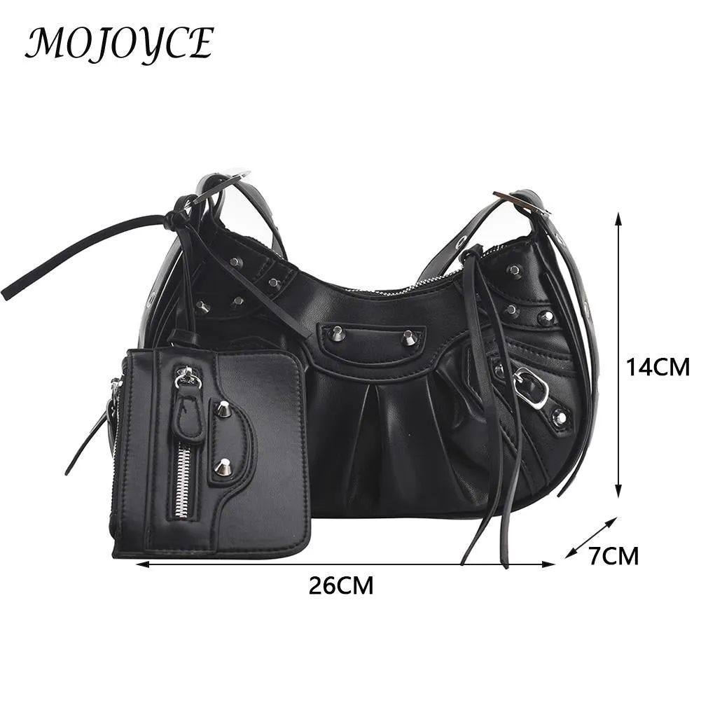 Leather Rivet Studded Shoulder Bag