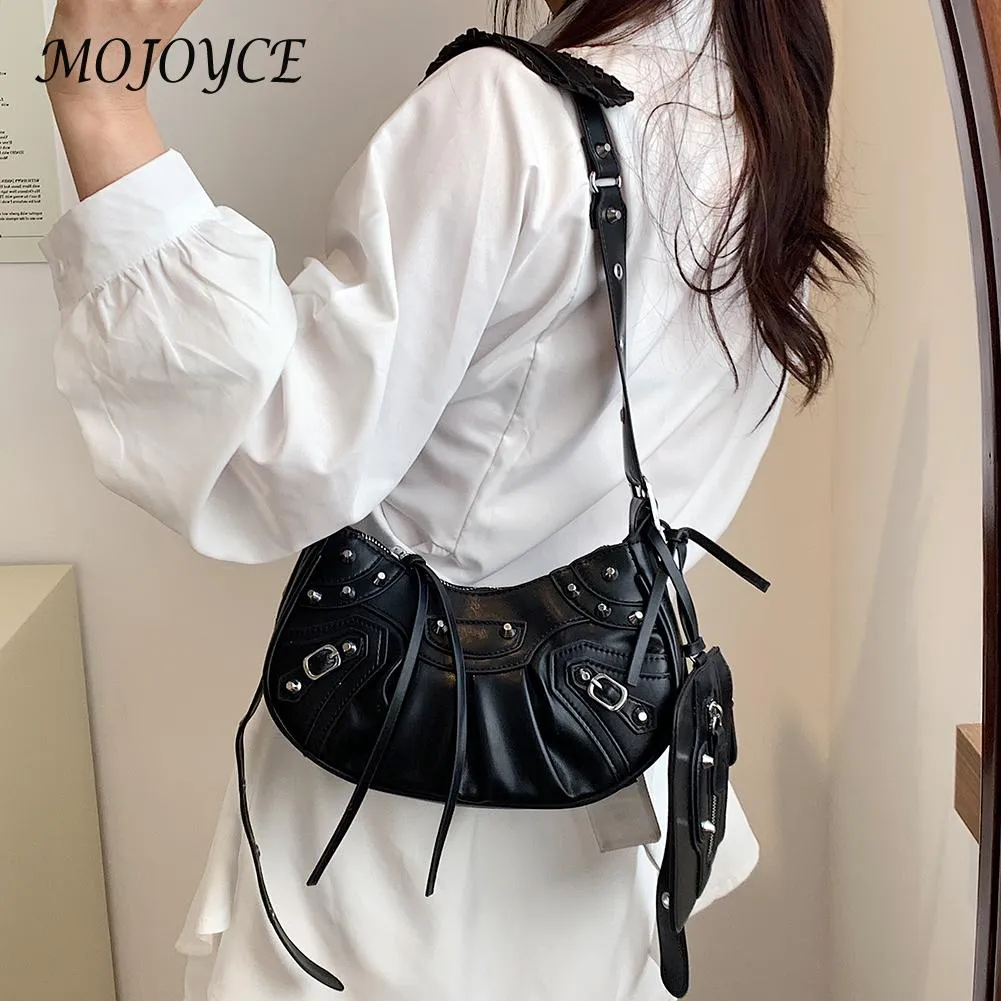 Leather Rivet Studded Shoulder Bag