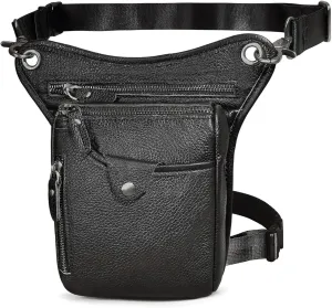 Leather Waist Pack Drop Leg Bag for Men Women Belt Bumbag Multi-Purpose Motorcycle Outdoor Sports Riding Hiking Camping Thigh Bag