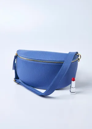 Leather zipped fanny pack with shoulder strap