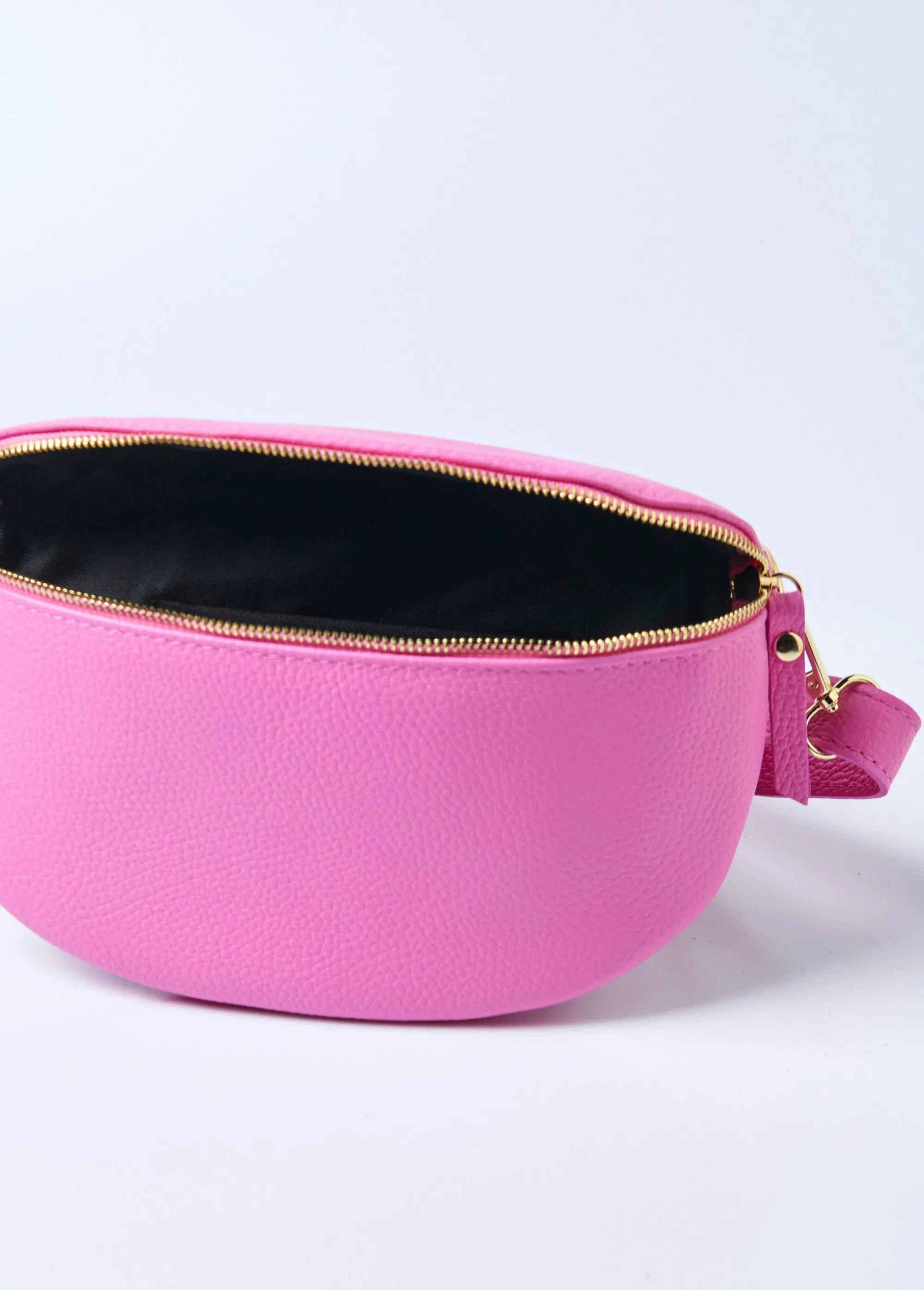 Leather zipped fanny pack with shoulder strap