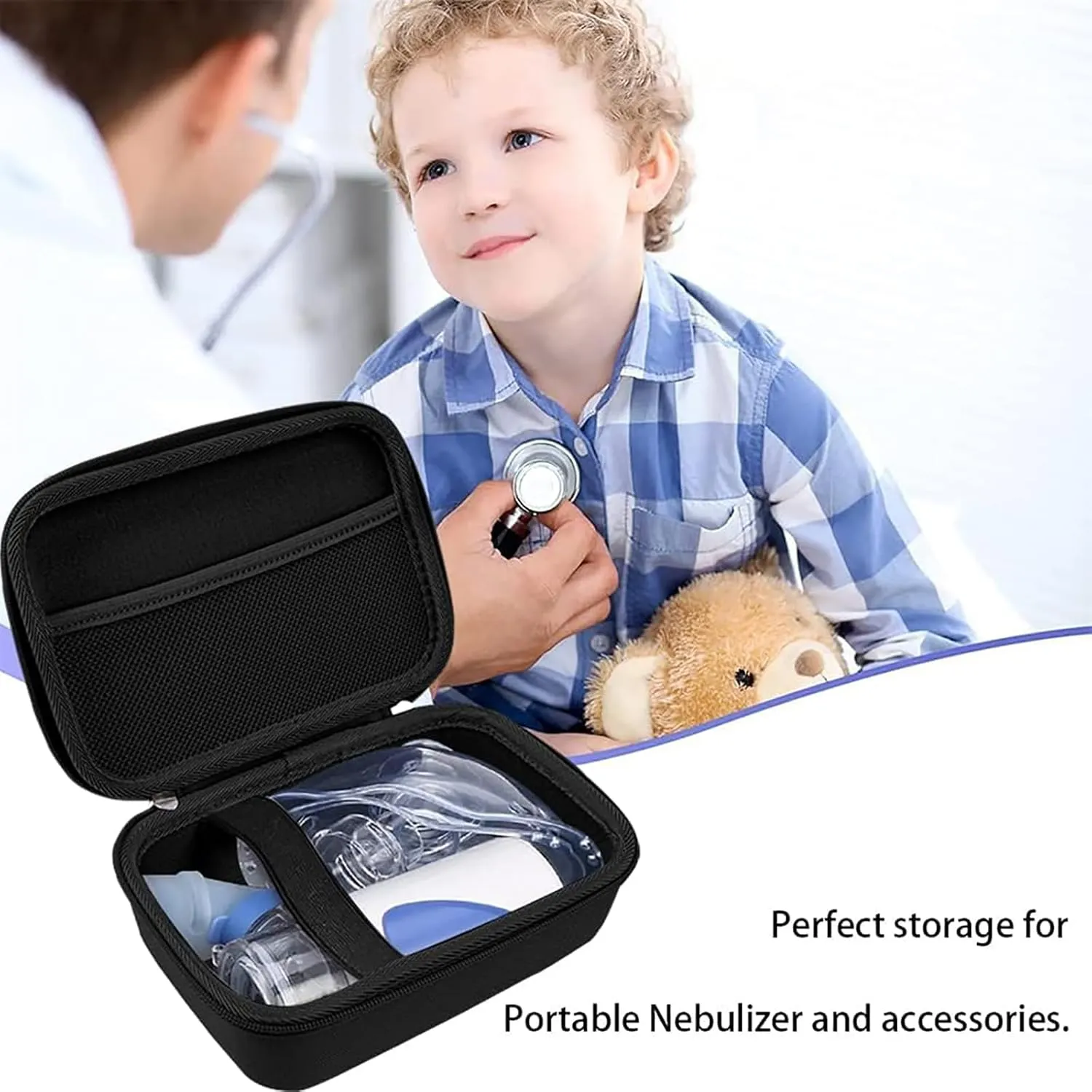 Leayjeen Carrying Case Compatible with Meowyn/Audilo/Naweti/Gülife/PUERUK Portable Handheld Inhaler Nebulizer for Adults and Kids，Handheld Mesh Atomizer,Inhaler Spacer Bag-Black（Case Only）