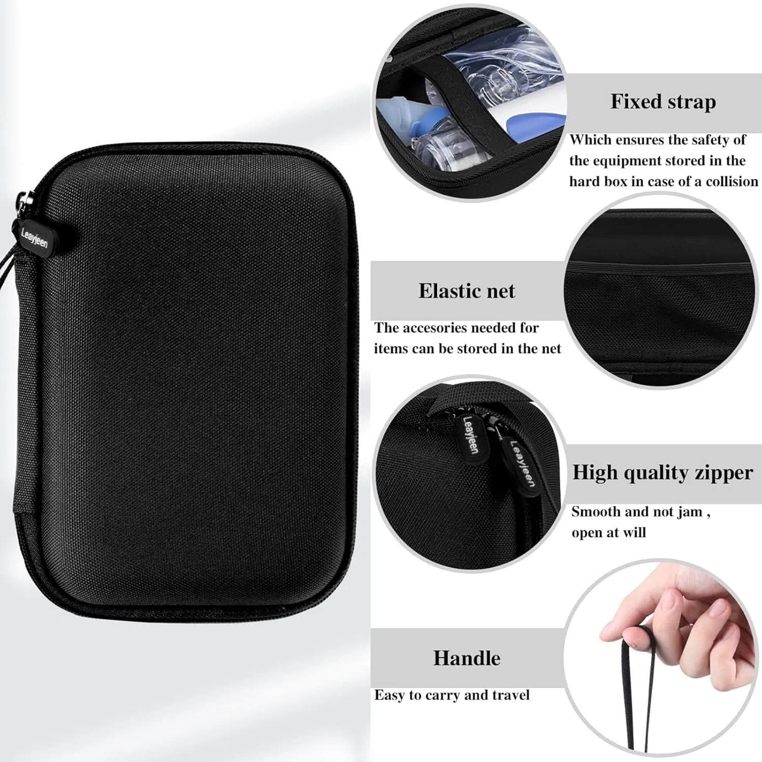 Leayjeen Carrying Case Compatible with Meowyn/Audilo/Naweti/Gülife/PUERUK Portable Handheld Inhaler Nebulizer for Adults and Kids，Handheld Mesh Atomizer,Inhaler Spacer Bag-Black（Case Only）