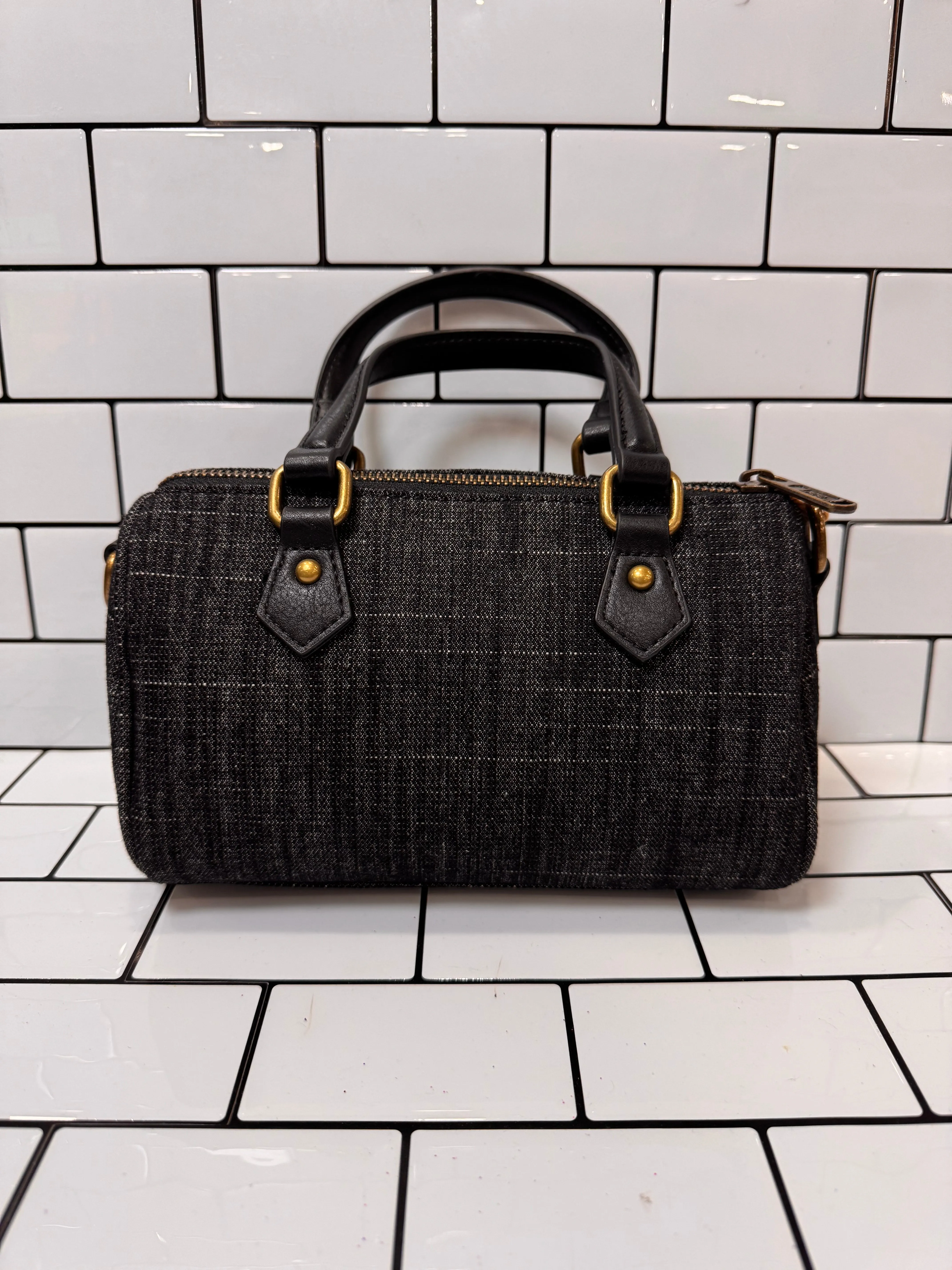 Lee Denim Canvas Barrel Handle Crossbody Tote Bag