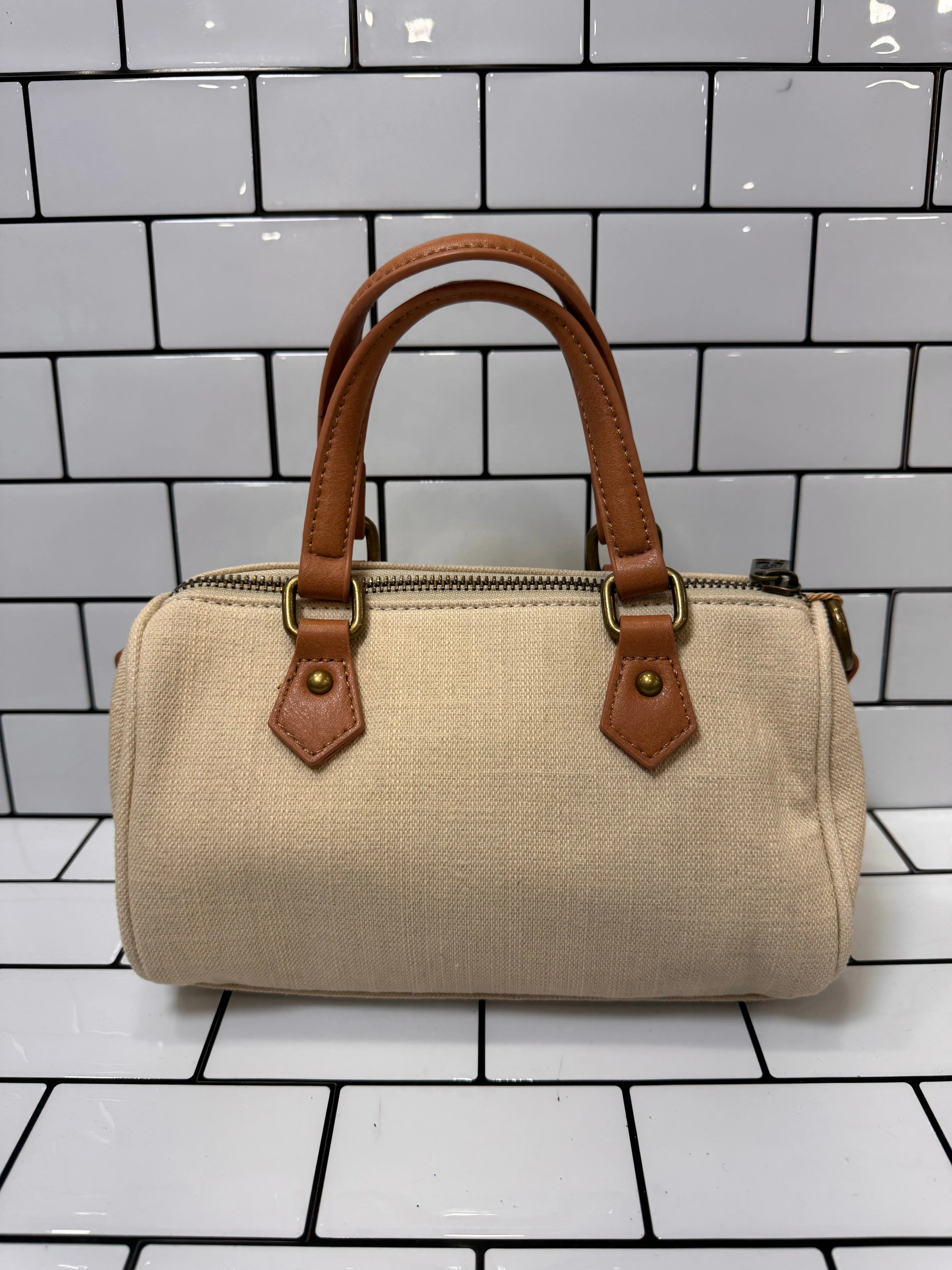 Lee Denim Canvas Barrel Handle Crossbody Tote Bag