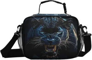 Leopard Portrait Roar Lunch Box for Men Women Insulated Lunch Bag for Travel, Work, Picnic, Reusable Cooler Tote Bag with Adjustable Shoulder Strap