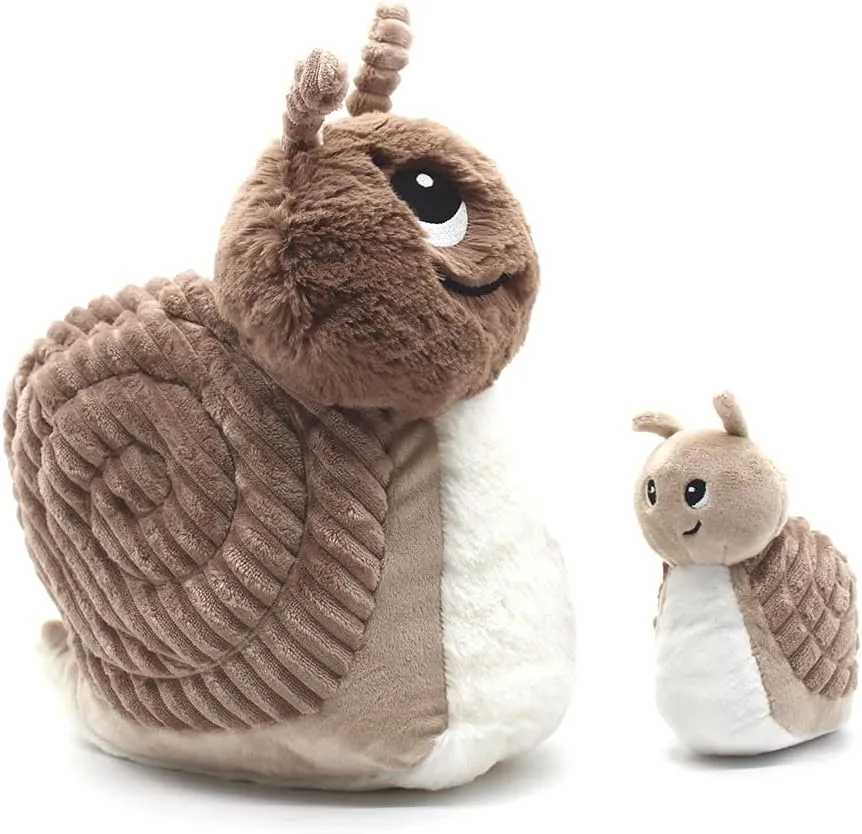 Les Déglingos - PTITPOTOS – Speedou l'Snail Maman Bébé – Soft Plush – Ideal Newborn Gift – Beige – 22 cm