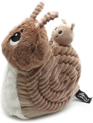 Les Déglingos - PTITPOTOS – Speedou l'Snail Maman Bébé – Soft Plush – Ideal Newborn Gift – Beige – 22 cm