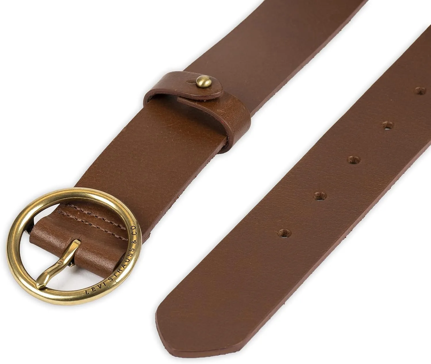 Levi's Women's Round Circle Buckle Casual Leather Jean Belt