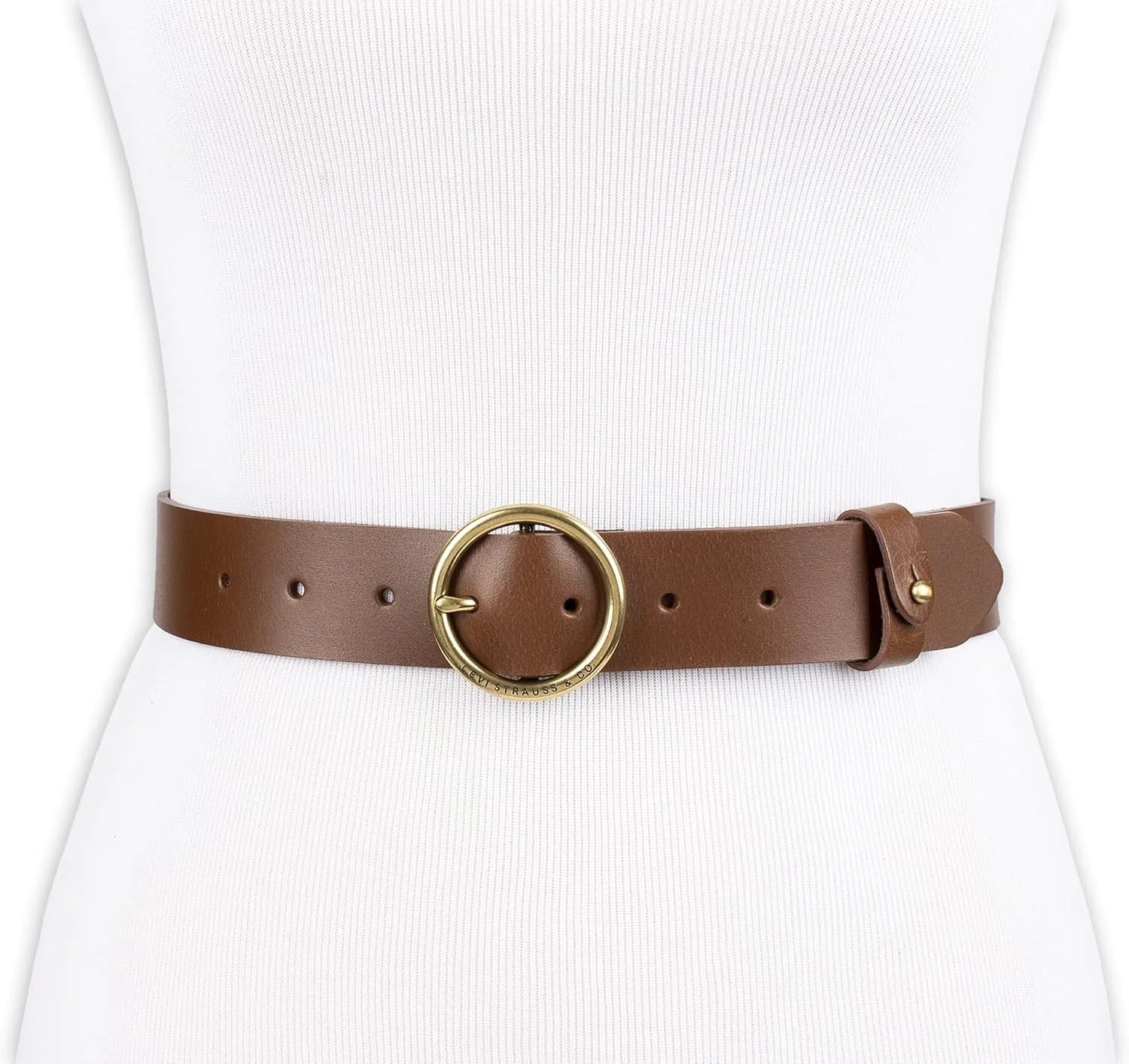 Levi's Women's Round Circle Buckle Casual Leather Jean Belt
