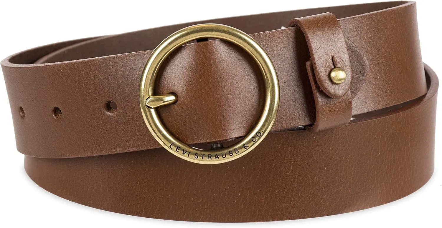 Levi's Women's Round Circle Buckle Casual Leather Jean Belt