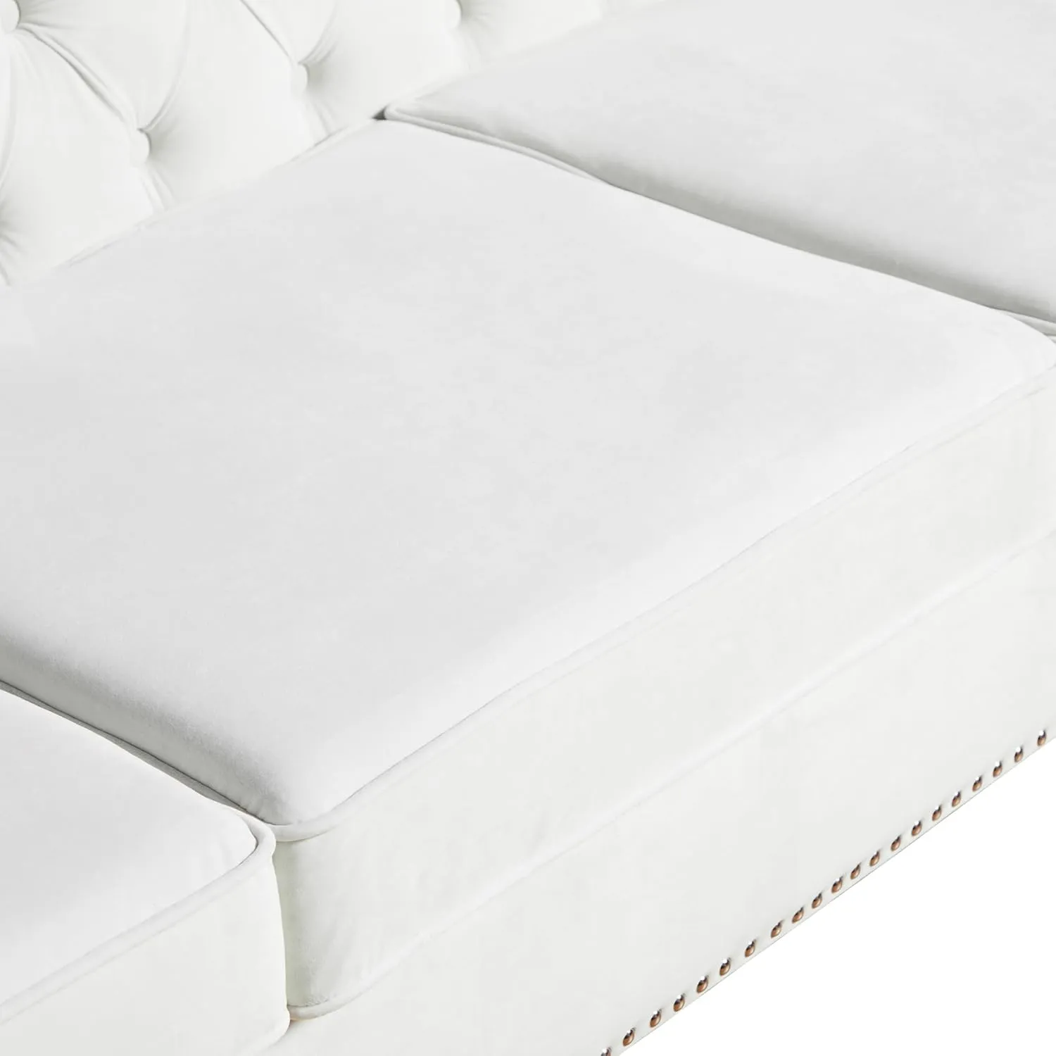 LEVNARY 2-Piece Couch Set for Living Room, White Velvet Sofa Chesterfield Couch with Button Tufted Design, Armchair & Loveseat Sectional Furniture Set for Apartment Home Office (White,1 2)