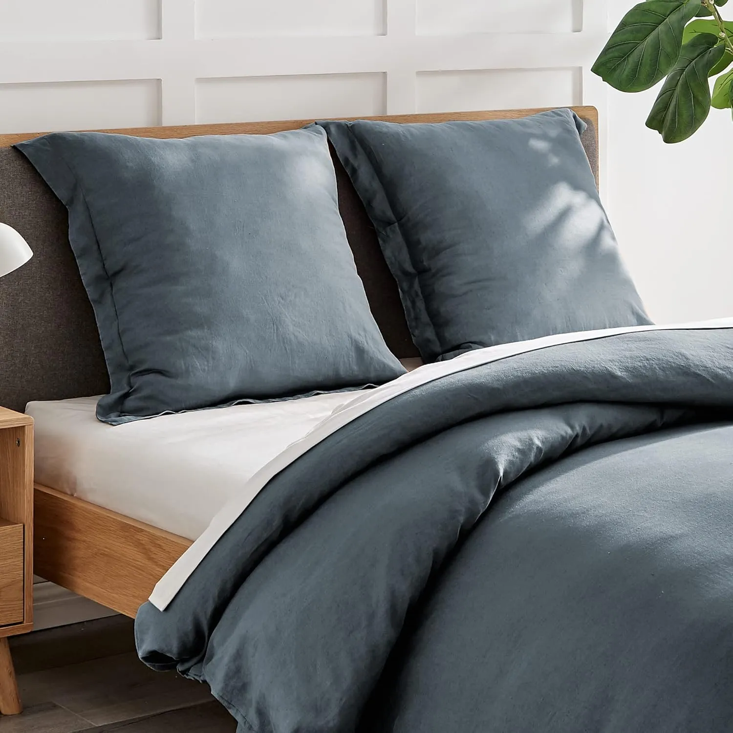 Levtex Home - 100% Linen - Euro Sham - Washed Linen - Denim Blue - Sham Size (26x26in.), No Insert