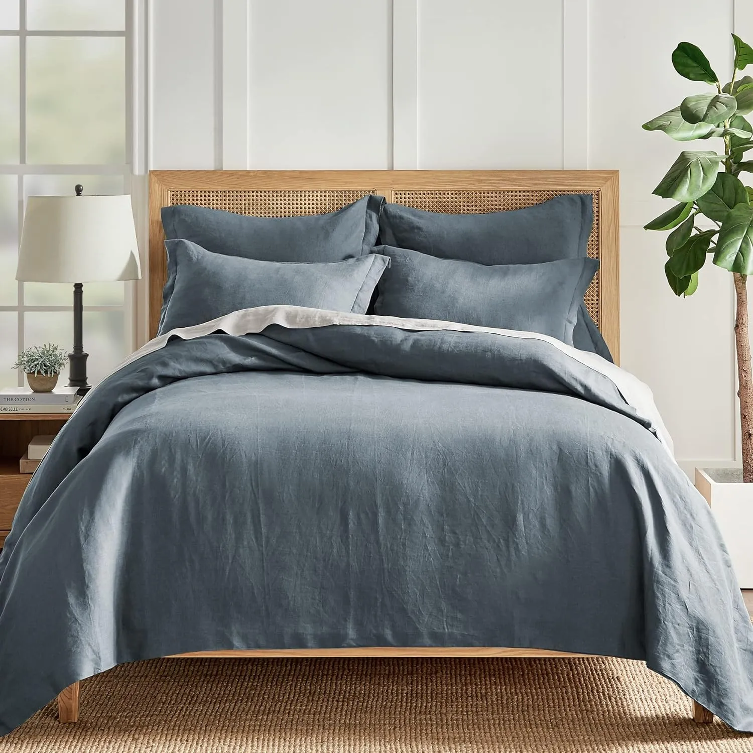 Levtex Home - 100% Linen - Euro Sham - Washed Linen - Denim Blue - Sham Size (26x26in.), No Insert