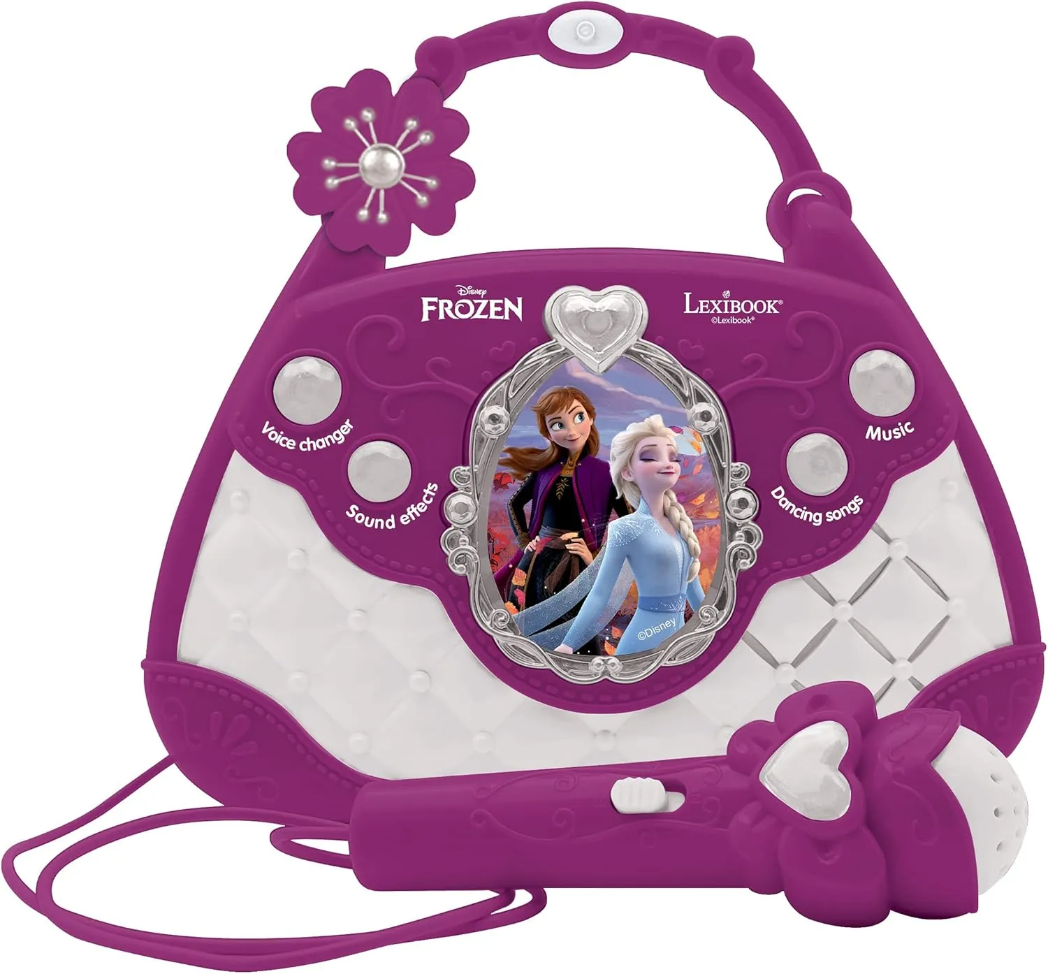 LEXIBOOK K102FZ Disney Frozen Elsa Musical Speaker with Microphone, Voice Changer, Demo Songs, MP3 Plug, Purple/White
