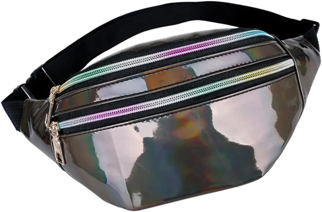 LIFKOME Casual Brown Multi-functional Waist Bag Stylish Shiny Crossbody Bag Compact for Cellphone and Id Storage