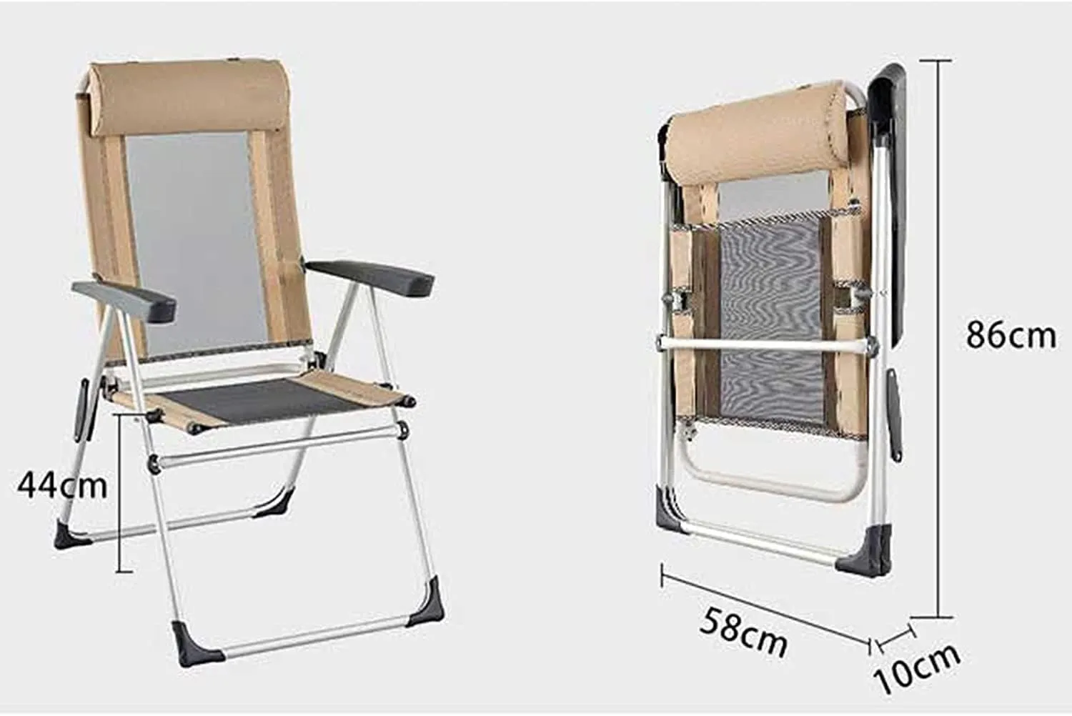 Lightweight Camping Chair Outdoor Deck Chair Portable Armchair Fishing Camping Seat Stool with Adjustable Backrest and Breathable Mesh Backrest Outdoor Hiking (Color : B)