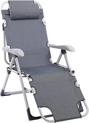Lightweight Folding Sun Lounger Chair - Reclining Garden Deck Chair, Extra Wide Patio Lounger, Adjustable Outdoor Recliner for Beach & Camping