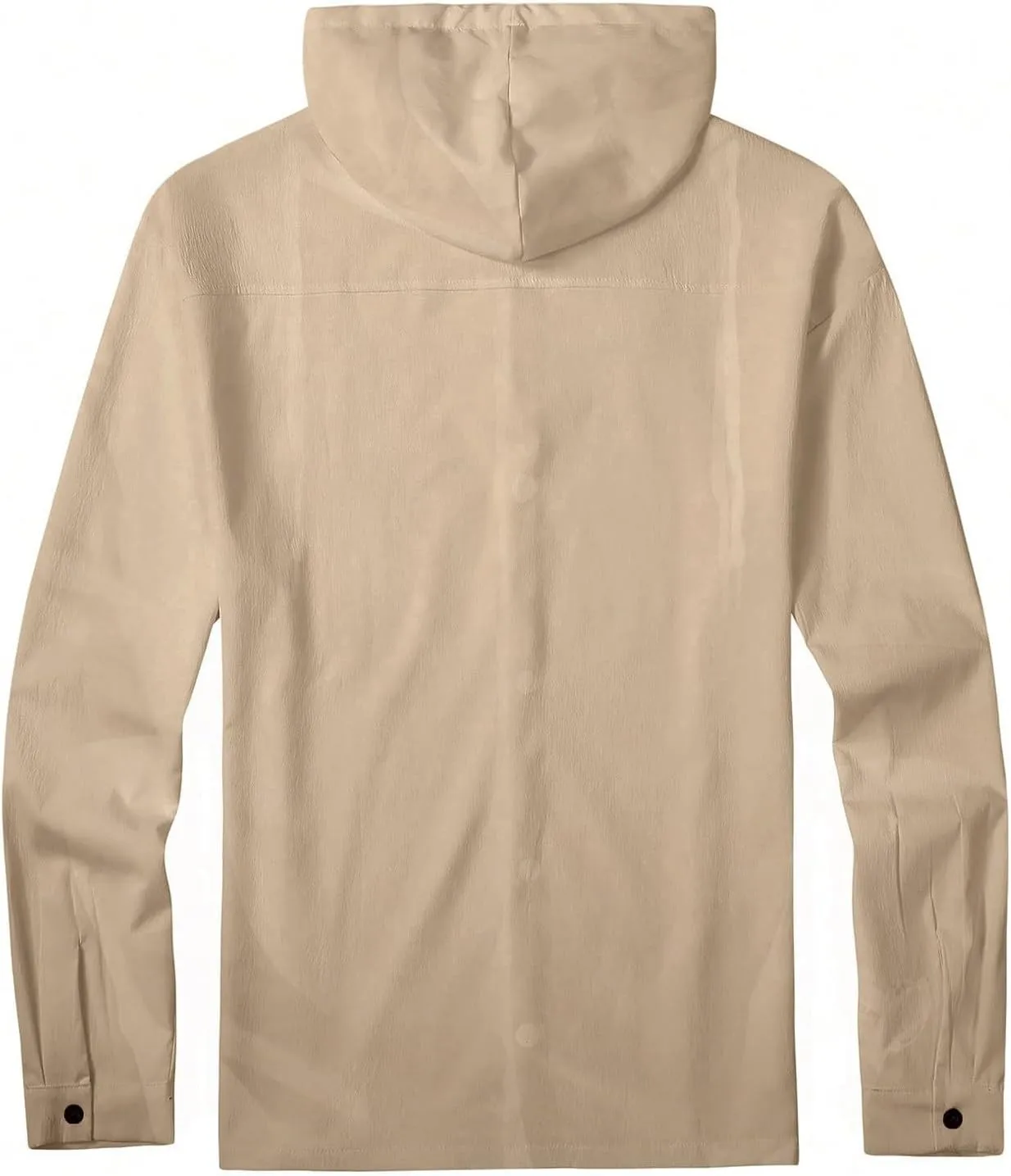 Lightweight Hooded Shirts for Men Roll Up Long Sleeve Casual Buttton Down Drawstring Hoodies Beach Yoga T Shirts