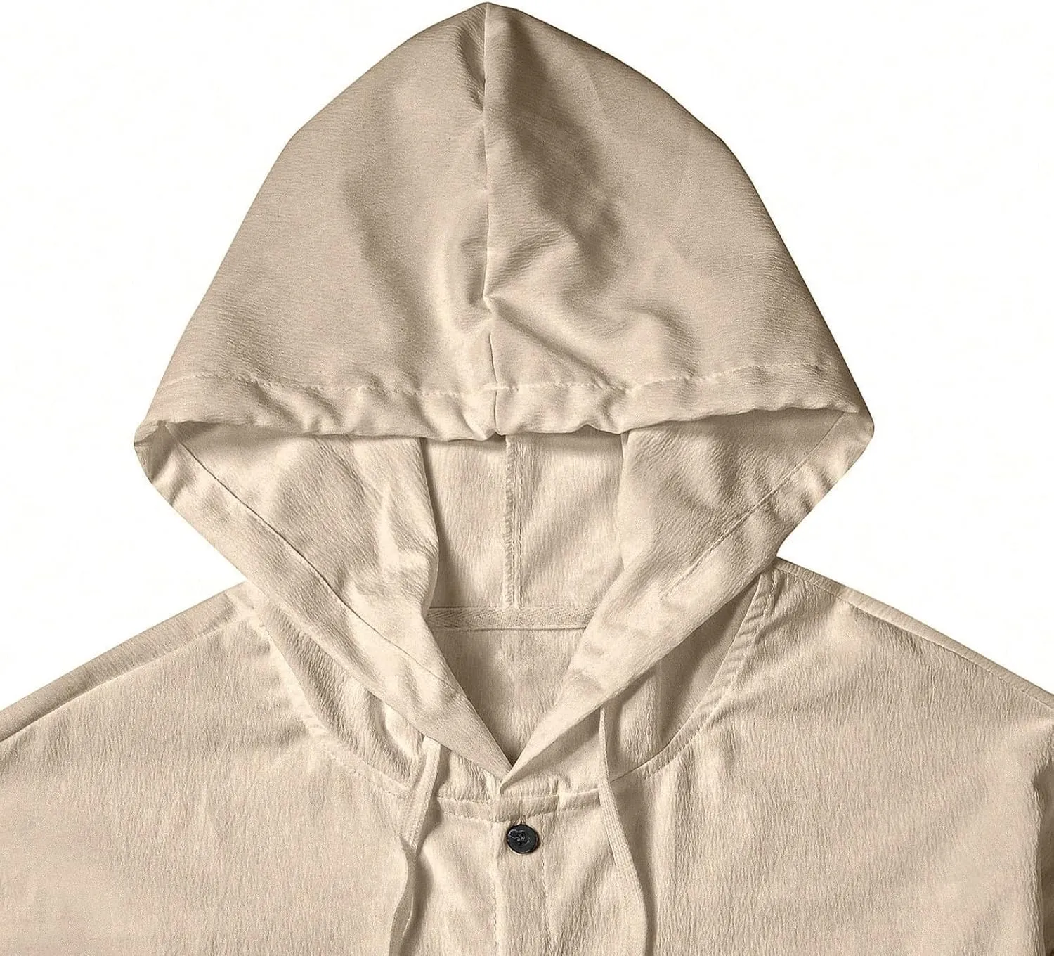 Lightweight Hooded Shirts for Men Roll Up Long Sleeve Casual Buttton Down Drawstring Hoodies Beach Yoga T Shirts