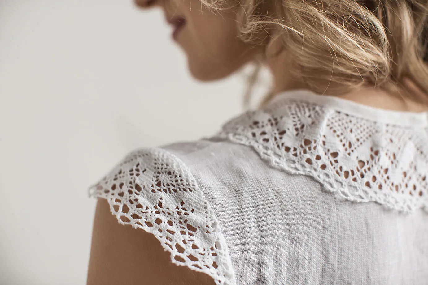 Linen Boho Lace Wedding Dress