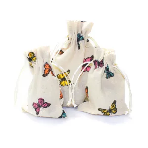 Linen Butterfly Print Favor Bags (25 Pack)