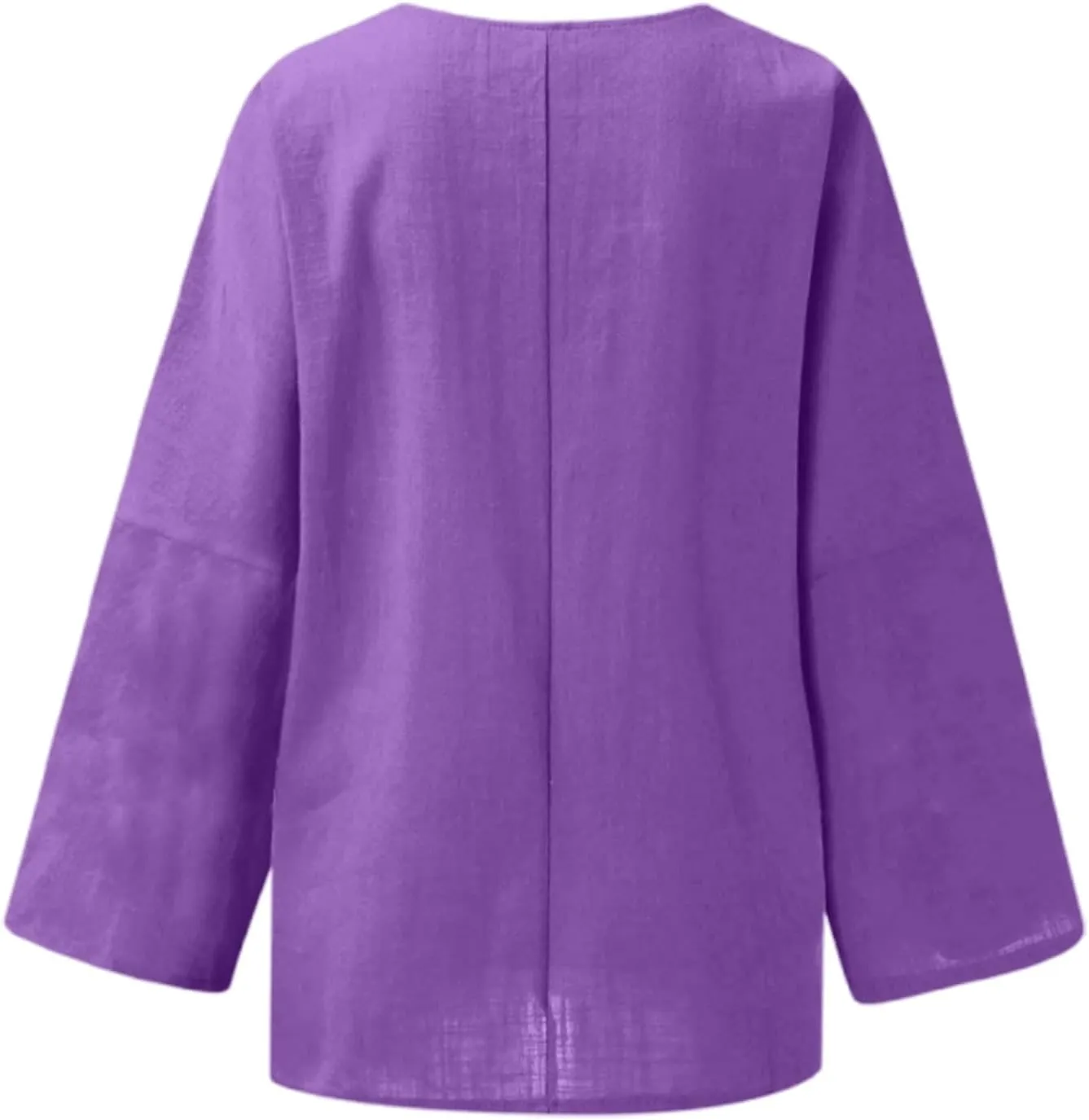Linen Long Sleeve Shirts for Women Plus Size Summer Tops Casual Round Neck Tunic Blouses Loose Fit Tee Shirt Pullover