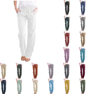 Linen Pants Women Loose Fit Cotton Pants Lightweight Summer Pants Loose Trousers Pants Casual High Waist Pants