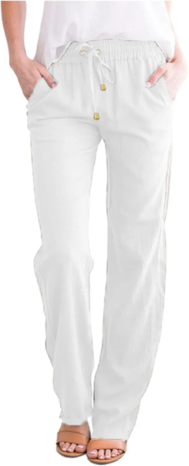 Linen Pants Women Loose Fit Cotton Pants Lightweight Summer Pants Loose Trousers Pants Casual High Waist Pants
