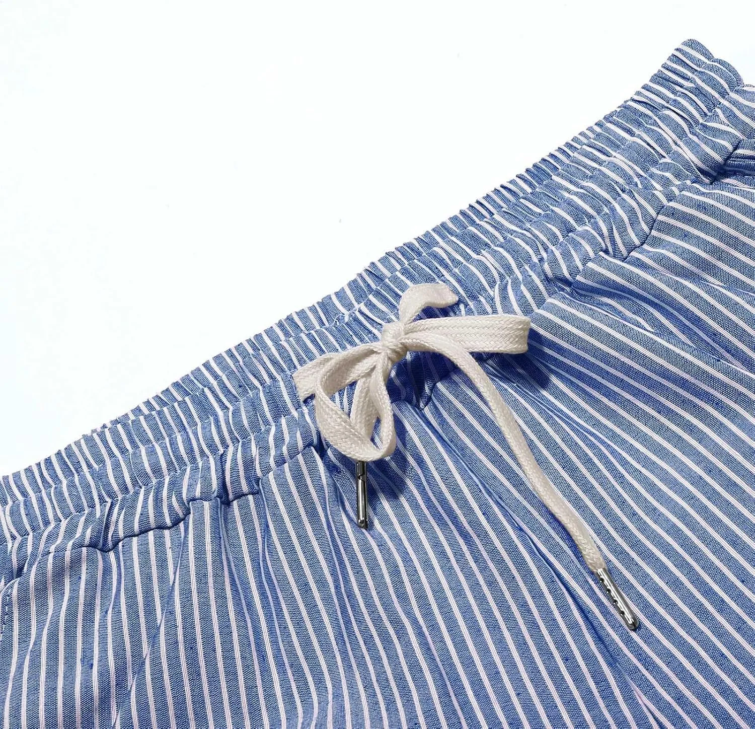 Linen Pants Women Wide Leg Summer Lightweight Trousers Side Button Elastic Waist Drawstring Vacation Beach Joggers