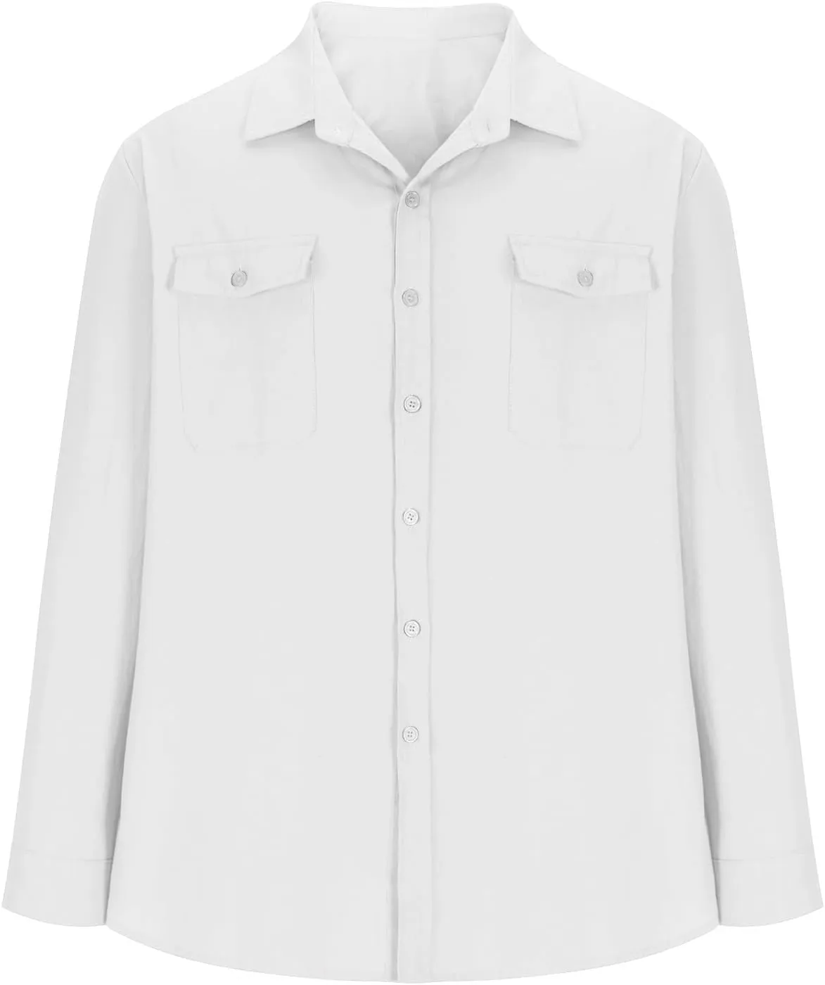 Linen Shirt Men Long Sleeve Solid Color Cotton Linen Button Down Tees with Pockets 2025 Spring Casual Blouses Top