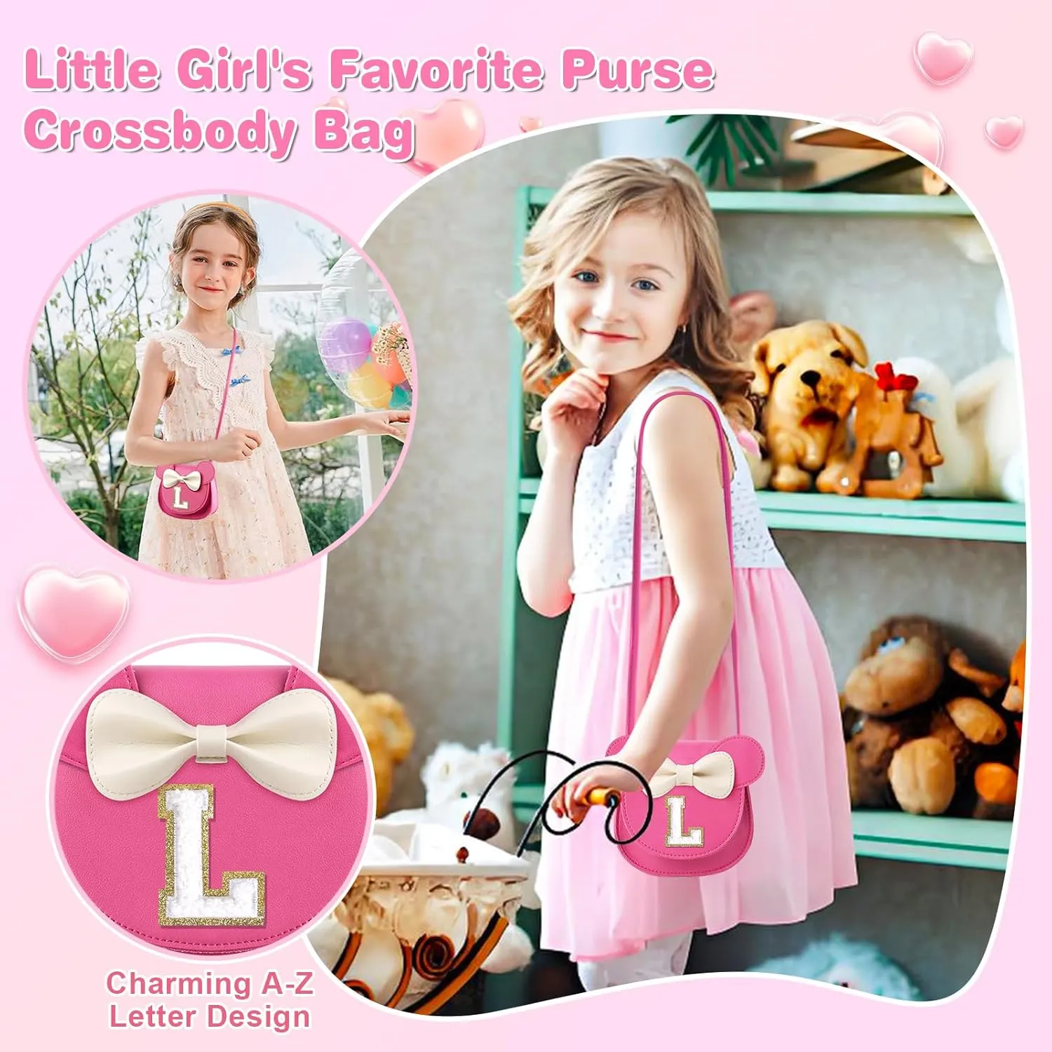 Little Girl Toddler Purse - Cute Mouse Ear Bow Crossbody Bag for 2-8 Year Olds - Birthday Gift