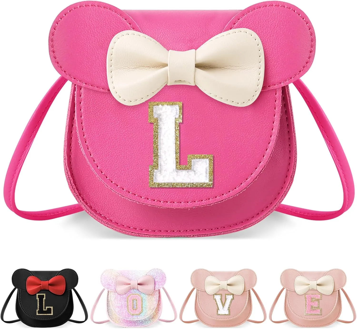 Little Girl Toddler Purse - Cute Mouse Ear Bow Crossbody Bag for 2-8 Year Olds - Birthday Gift