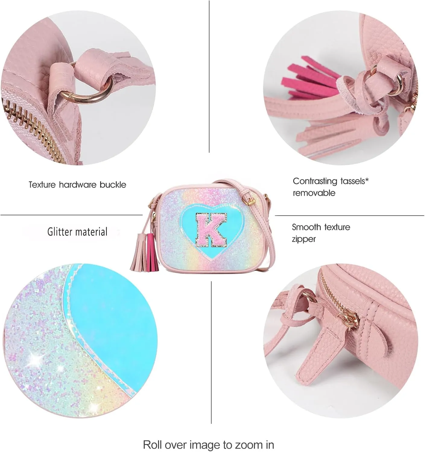 Little Girls Purse, Kids Heart Purse, Cute Crossbody Bag with Small Teens Girls Wallet Gift