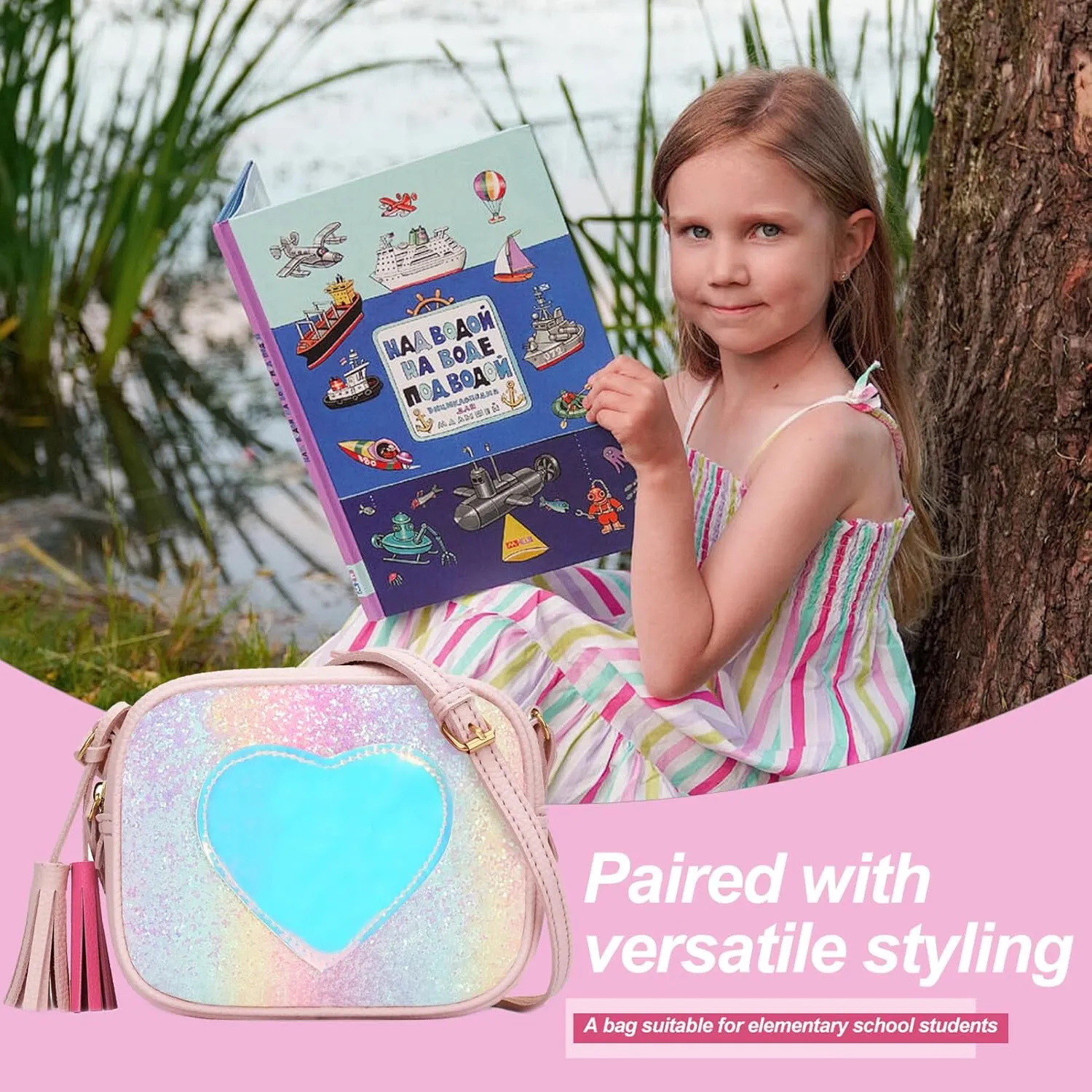 Little Girls Purse, Kids Heart Purse, Cute Crossbody Bag with Small Teens Girls Wallet Gift