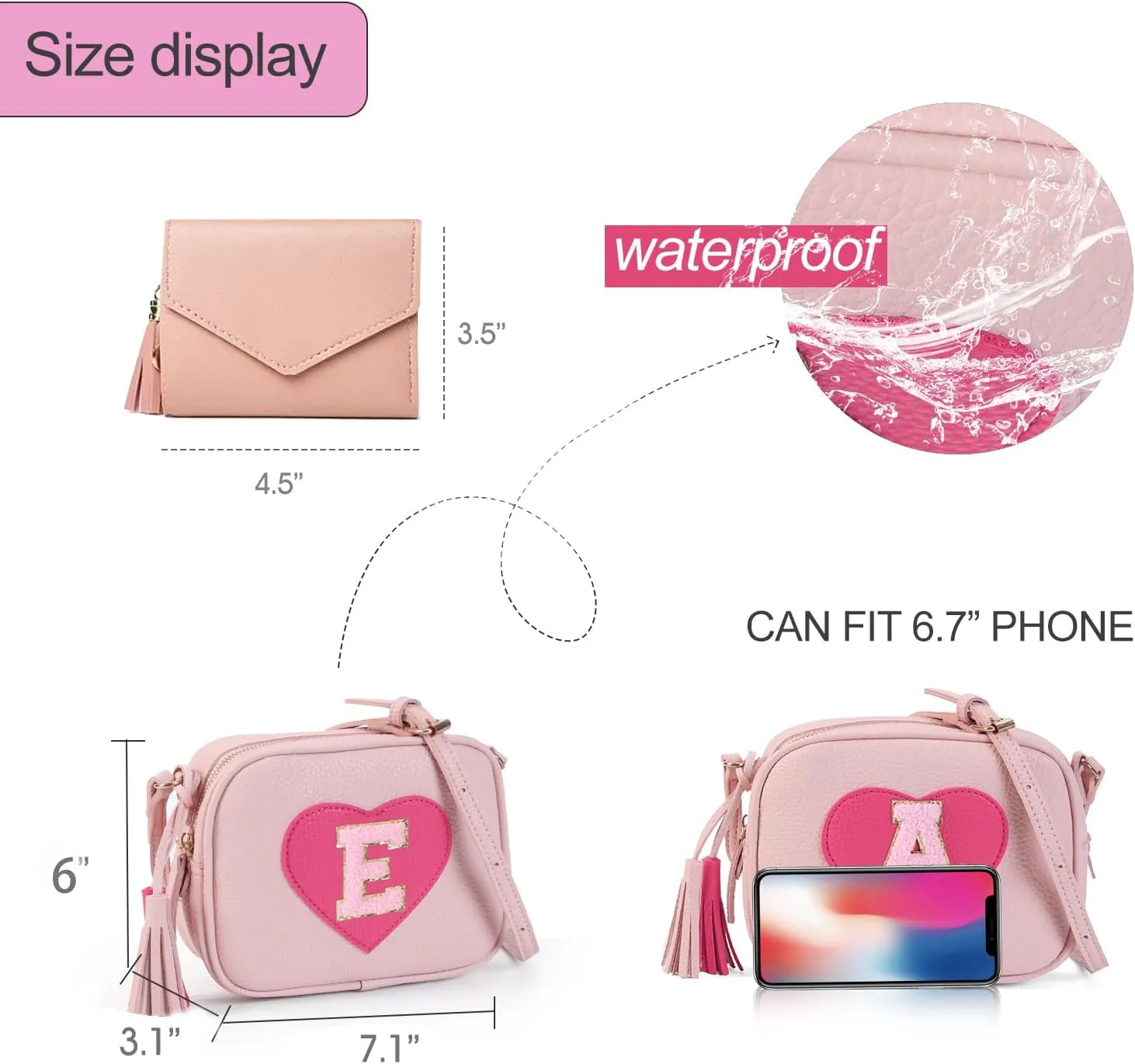 Little Girls Purse, Kids Heart Purse, Cute Crossbody Bag with Small Teens Girls Wallet Gift