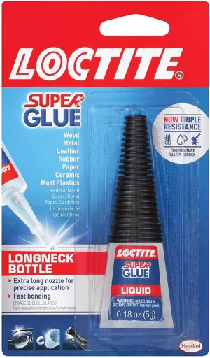 Loctite Super Glue, 5 Gram Longneck Bottle, 6 Pack - Clear Superglue for Plastic, Wood, Metal, Crafts, & Repair, Instant Glue Adhesive, Quick Dry