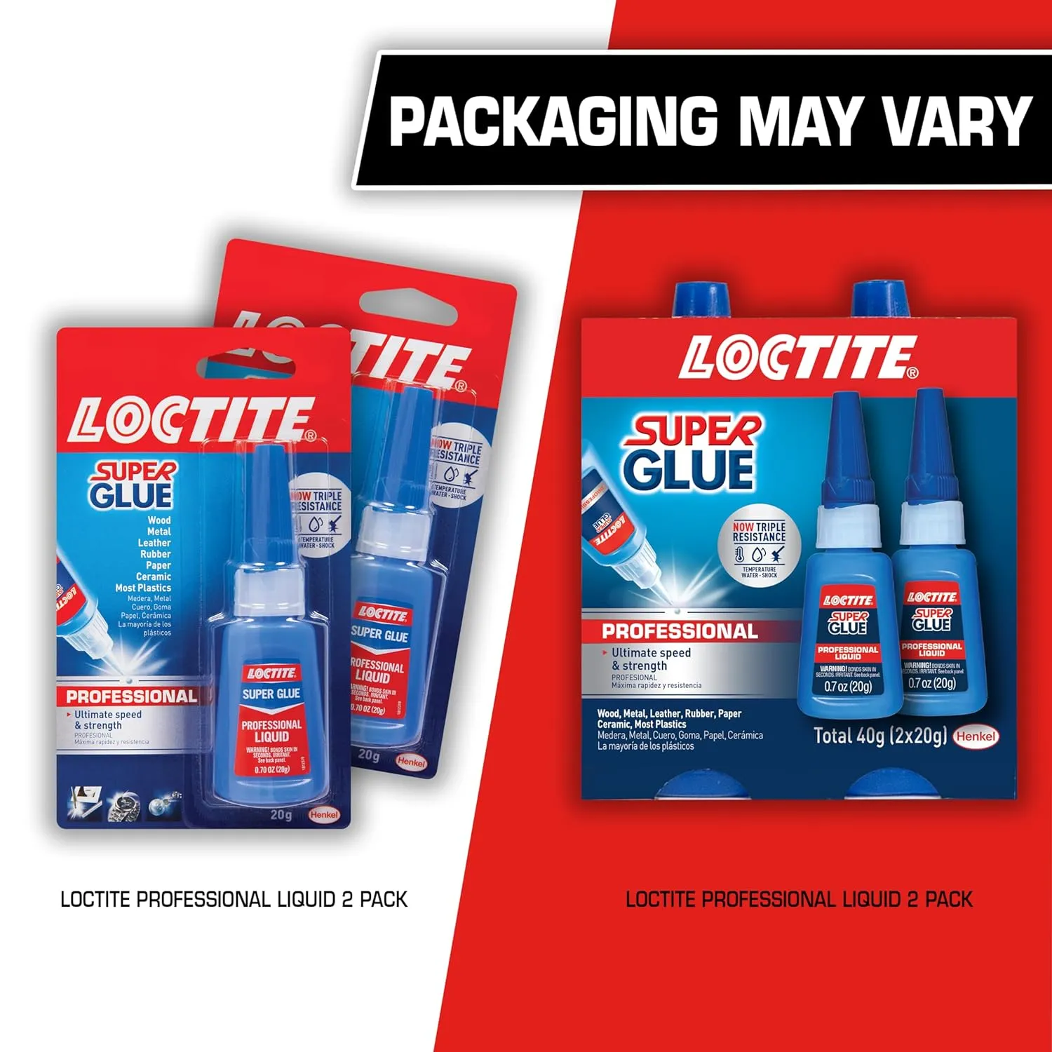 Loctite Super Glue Professional Liquid, 20 Gram Bottle, 2 Pack - Clear Superglue for Plastic, Wood, Metal, Crafts, & Repair, Instant Glue Adhesive, Quick Dry