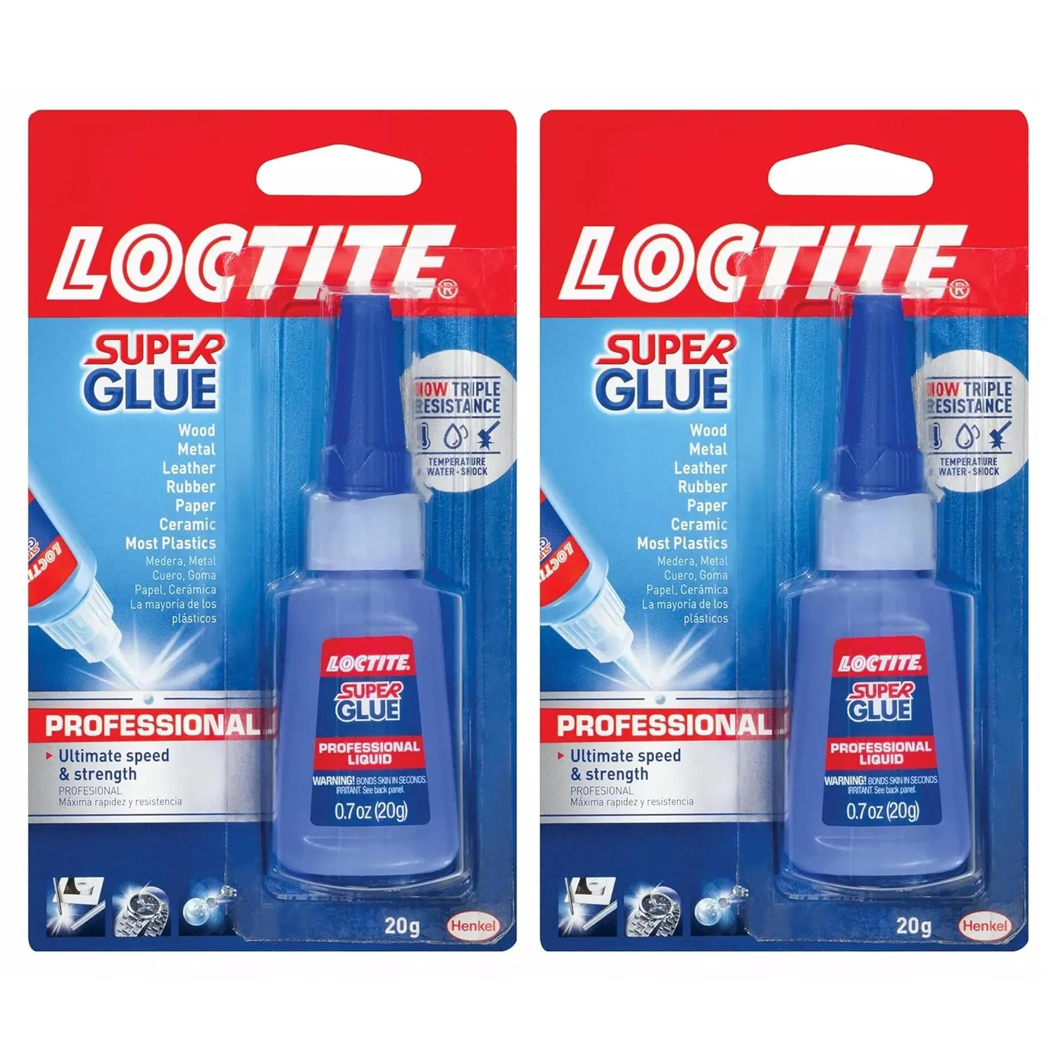Loctite Super Glue Professional Liquid, 20 Gram Bottle, 2 Pack - Clear Superglue for Plastic, Wood, Metal, Crafts, & Repair, Instant Glue Adhesive, Quick Dry
