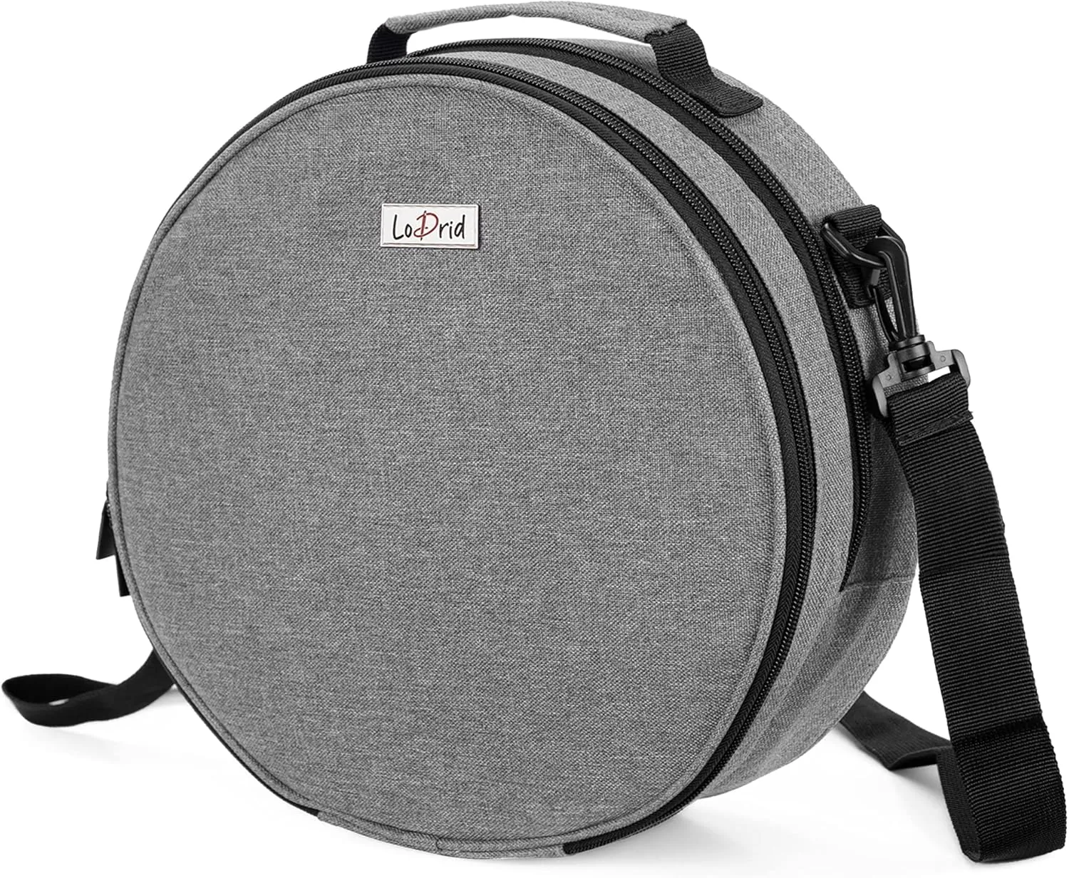 LoDrid Embroidery Bag, Double-Layer Round Embroidery Project Storage Bag for Storing Embroidery Kits and Cross Stitch Kits, with Handles and Shoulder Strap, Gray, Bag Only