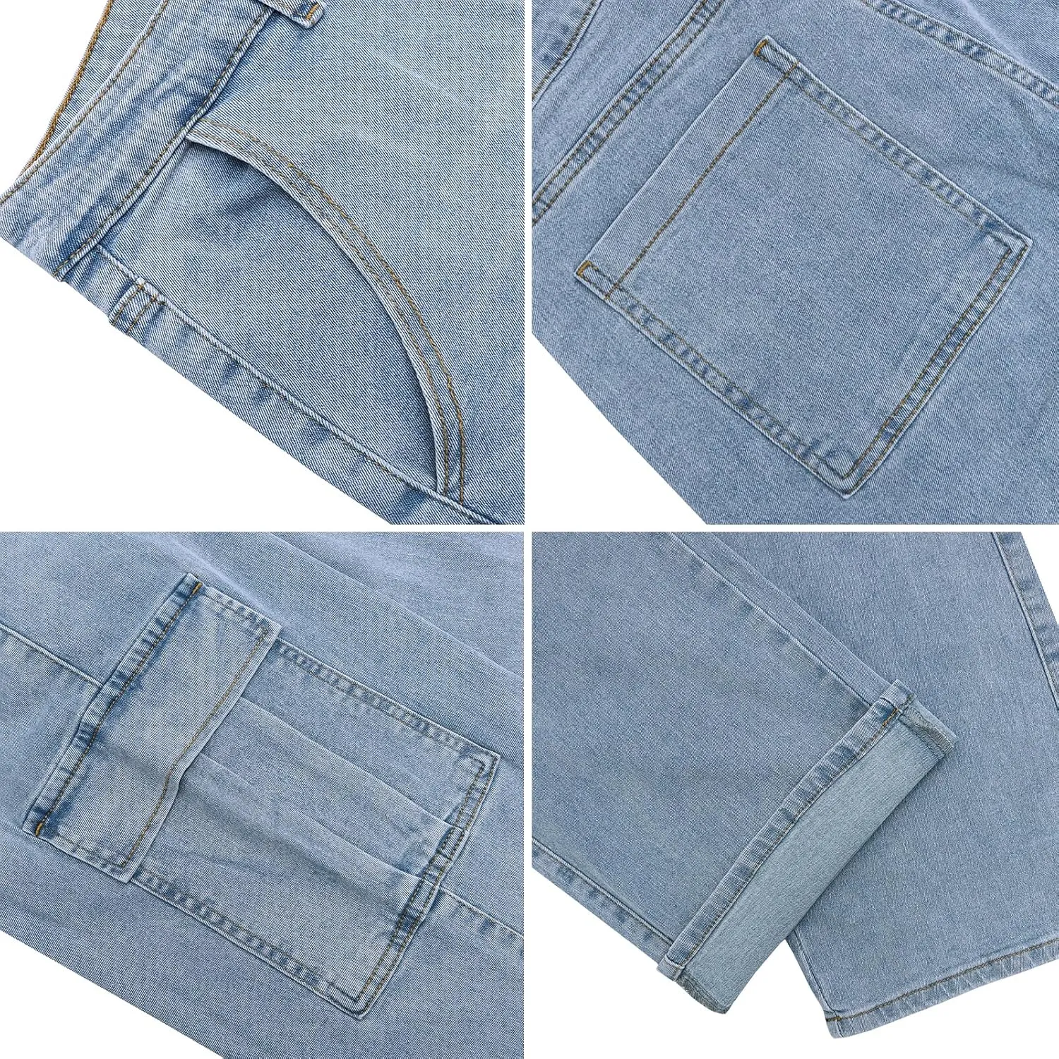 LONGYIDA Women's High Waisted Cargo Jeans Straight Wide Leg Stretch Baggy Jean Y2K Casual Loose Denim Cargo Pants Trousers