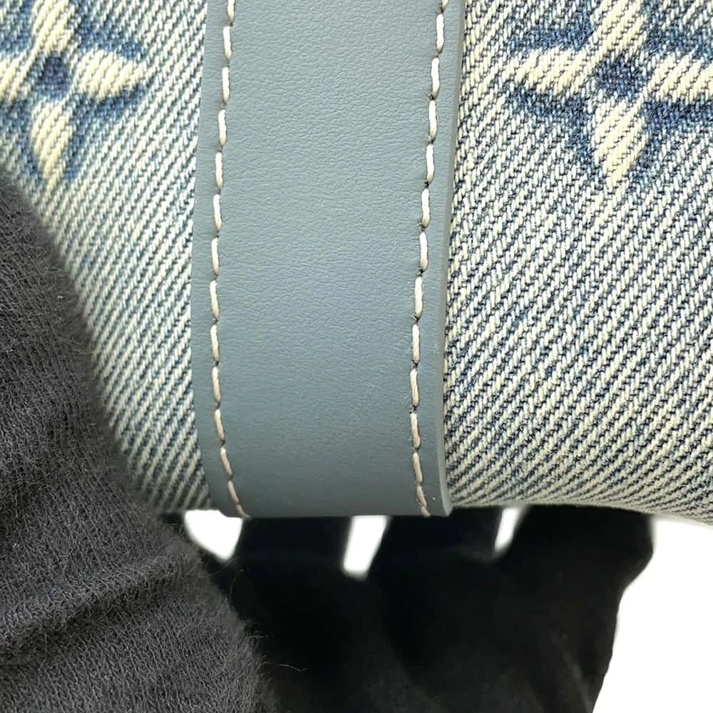 LOUIS VUITTON Keepall Bandouliere BlueM22532 Monogram Washed Denim Size 50