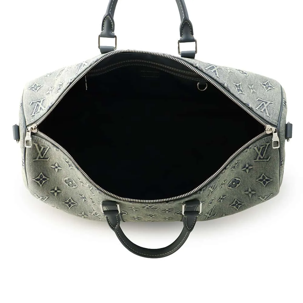 LOUIS VUITTON Keepall Bandouliere BlueM22532 Monogram Washed Denim Size 50