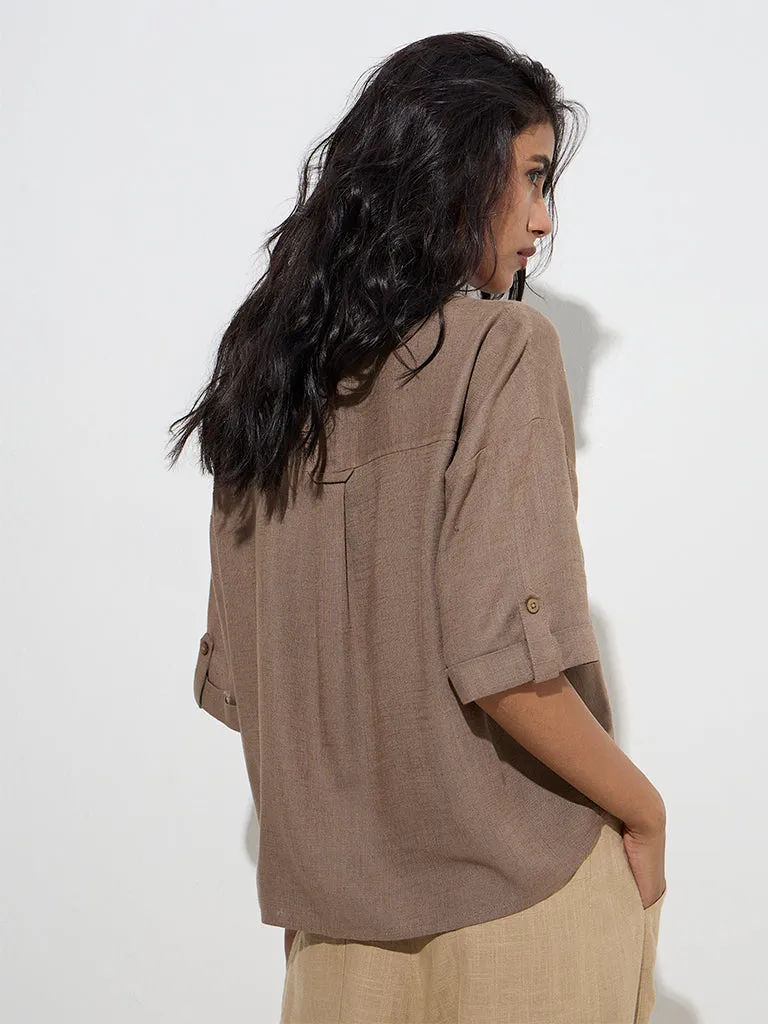 LOV Taupe Solid Shirt