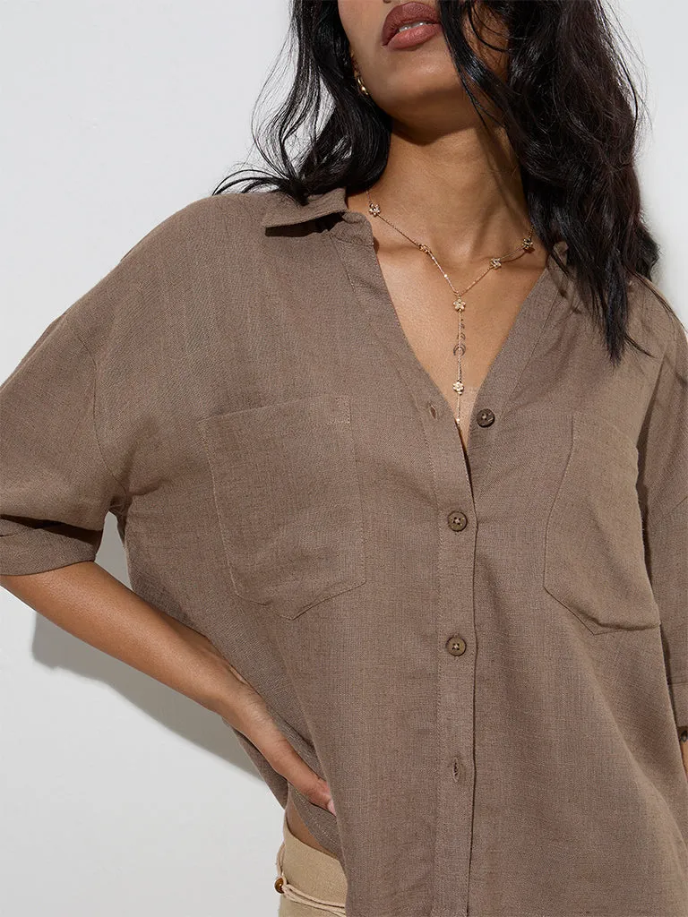 LOV Taupe Solid Shirt