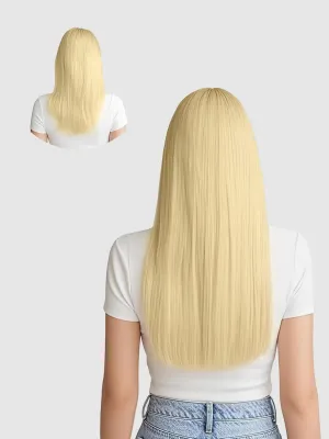 LOVELINE Clip in Hair Extensions Real Human Hair, 100% Remy Human Hair Extensions Clip Ins for Women, 7Pcs 20Inch 120g, Bleach Blonde