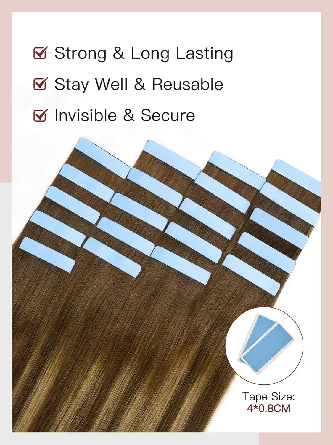 LOVELINE Tape in Hair Extensions Human Hair, Balayage Chocolate Brown to Caramel Blonde, 14 Inch 20pcs 40g, Skin Weft Seamless Invisible, Soft and Thick Luxury Remy Human Hair Extensions